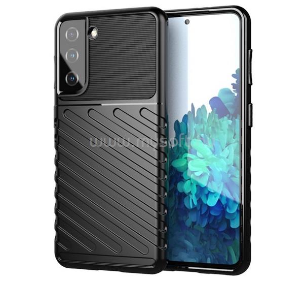 GIGAPACK Samsung S21 GIGAPACK Szilikon telefonvédő ütésállóság, dombor minta, FEKETE