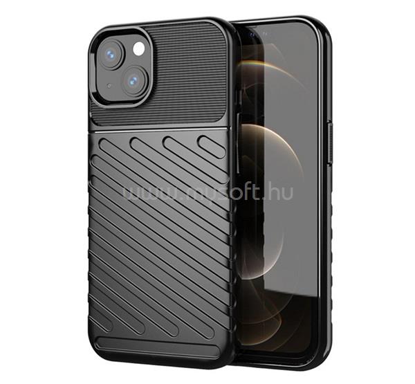 GIGAPACK iPhone 13 GIGAPACK szilikon telefonvédő ütésállóság, dombor minta, FEKETE