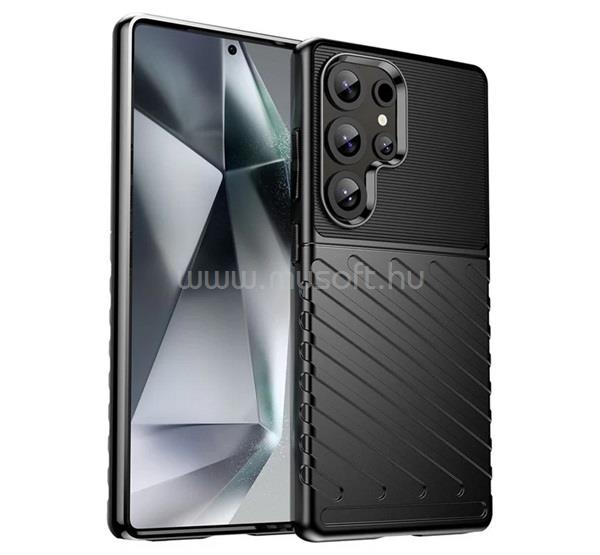 GIGAPACK Samsung S25 Ultra GIGAPACK Szilikon telefonvédő ütésállóság, dombor minta, FEKETE