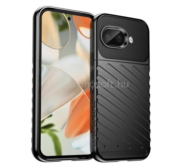 GIGAPACK Google Pixel 9a GIGAPACK Szilikon telefonvédő ütésállóság, dombor minta, FEKETE