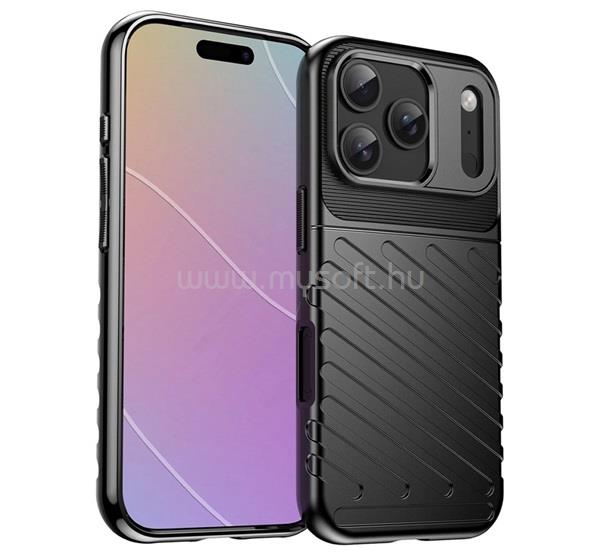 GIGAPACK iPhone 18 Pro / 17 Pro GIGAPACK Szilikon telefonvédő ütésállóság, dombor minta, FEKETE