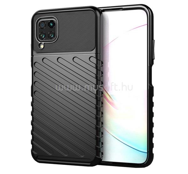 GIGAPACK Huawei P40 Lite 4G / Nova 6 SE GIGAPACK Szilikon telefonvédő ütésállóság, dombor minta, FEKETE