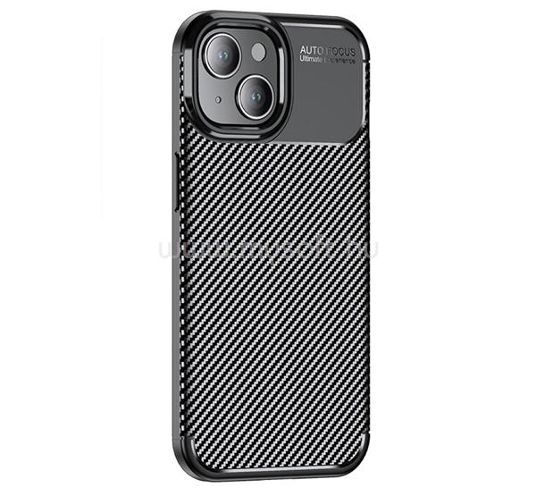 GIGAPACK iPhone 15 GIGAPACK szilikon telefonvédő ütésállóság, karbon minta, FEKETE