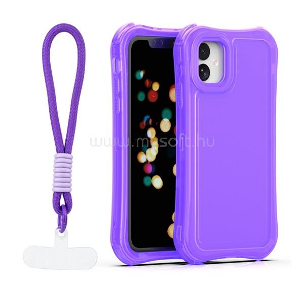 GIGAPACK iPhone 11 GIGAPACK Szilikon telefonvédő ütésállóság, műanyag hátlap + kézpánt, LILA