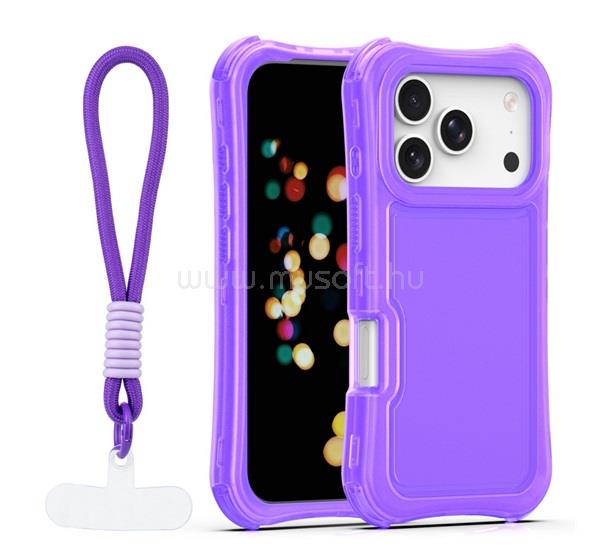 GIGAPACK iPhone 18 Pro / 17 Pro GIGAPACK Szilikon telefonvédő ütésállóság, műanyag hátlap + kézpánt, LILA