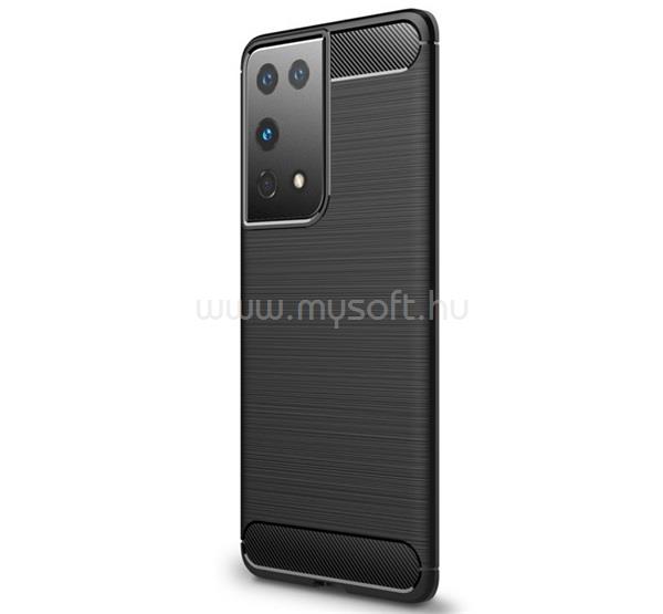GIGAPACK Samsung S21 Ultra GIGAPACK Szilikon telefonvédő ütésállóság, karbon minta, FEKETE