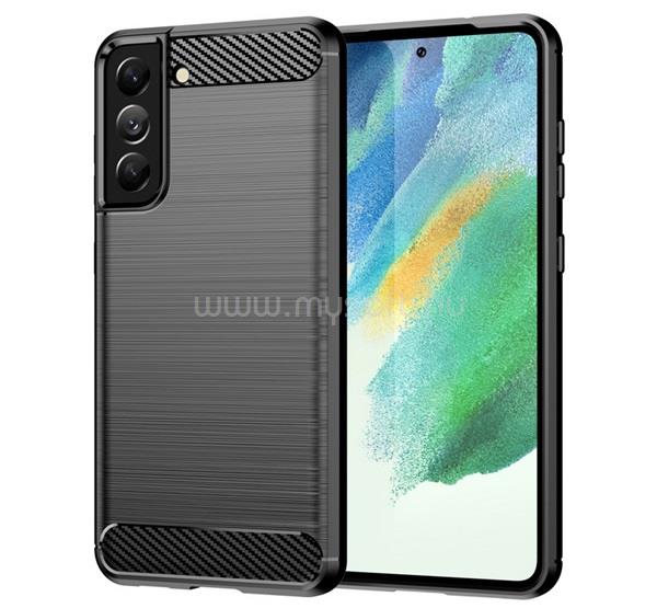 GIGAPACK Samsung S21 FE GIGAPACK szilikon telefonvédő ütésállóság, karbon minta, FEKETE