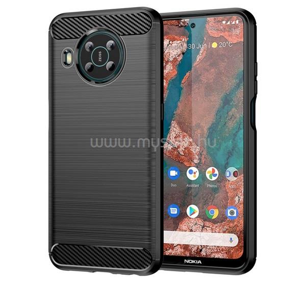 GIGAPACK Nokia X20 / X10 GIGAPACK Szilikon telefonvédő ütésállóság, karbon minta, FEKETE