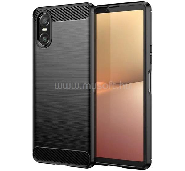 GIGAPACK Sony Xperia 10 VI GIGAPACK Szilikon telefonvédő ütésállóság, karbon minta, FEKETE