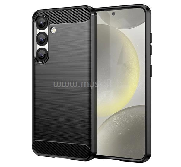 GIGAPACK Samsung S25 GIGAPACK Szilikon telefonvédő ütésállóság, karbon minta, FEKETE