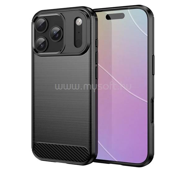 GIGAPACK iPhone 18 Pro / 17 Pro GIGAPACK Szilikon telefonvédő ütésállóság, karbon minta, FEKETE