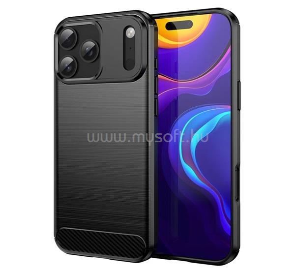 GIGAPACK iPhone 18 Pro Max / 17 Pro Max GIGAPACK Szilikon telefonvédő ütésállóság, karbon minta, FEKETE