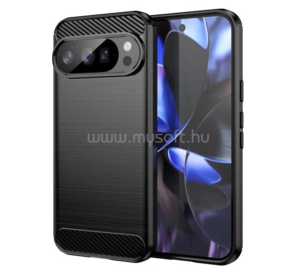 GIGAPACK Google Pixel 10 Pro / 10 GIGAPACK Szilikon telefonvédő ütésállóság, karbon minta, FEKETE