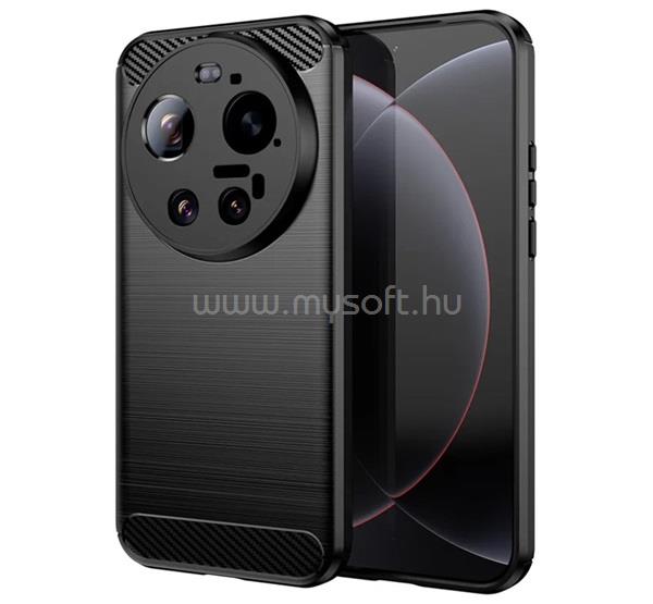 GIGAPACK Xiaomi 17 Ultra GIGAPACK Szilikon telefonvédő ütésállóság, karbon minta, FEKETE