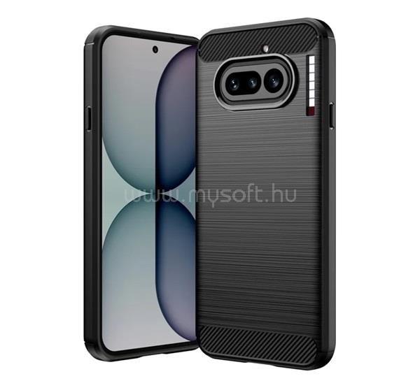 GIGAPACK Nothing Phone 4a GIGAPACK Szilikon telefonvédő ütésállóság, karbon minta, FEKETE