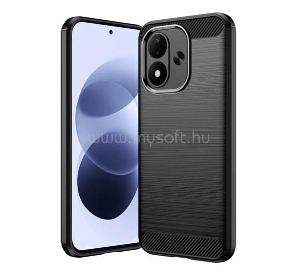 GIGAPACK Redmi Note 17 4G / Note 17 5G GIGAPACK Szilikon telefonvédő ütésállóság, karbon minta, FEKETE