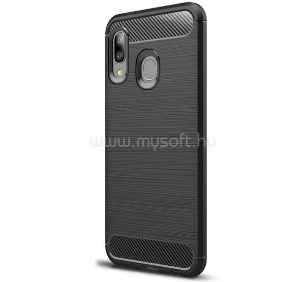 GIGAPACK Samsung A20e GIGAPACK szilikon telefonvédő ütésállóság, karbon minta, FEKETE