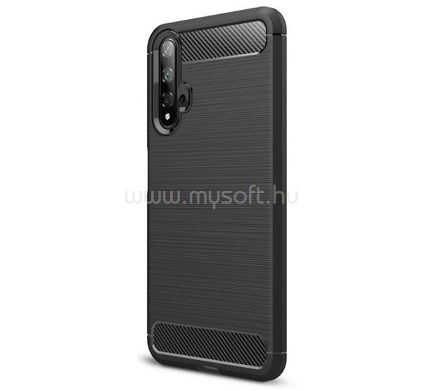 GIGAPACK Huawei Nova 5T / Honor 20 GIGAPACK Szilikon telefonvédő ütésállóság, karbon minta, FEKETE
