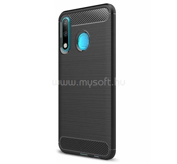 GIGAPACK Huawei P30 Lite GIGAPACK szilikon telefonvédő ütésállóság, karbon minta, FEKETE