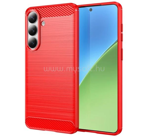 GIGAPACK Samsung S26 Plus GIGAPACK Szilikon telefonvédő ütésállóság, karbon minta, PIROS