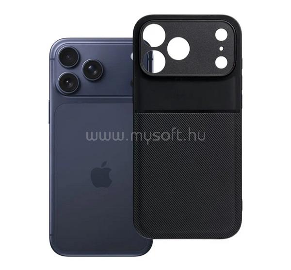 GIGAPACK iPhone 18 Pro Max / 17 Pro Max GIGAPACK Szilikon telefonvédő ütésállóság, csíkos, FEKETE