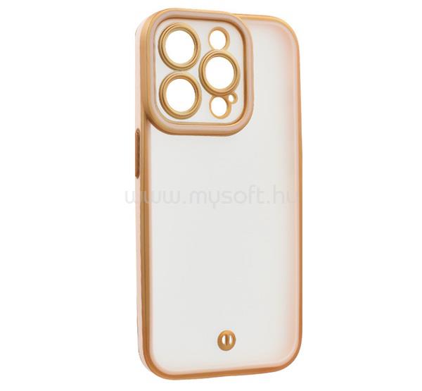 GIGAPACK iPhone 15 Pro GIGAPACK Szilikon telefonvédő ütésállóság, kameravédő, ARANY/RÓZSASZÍN