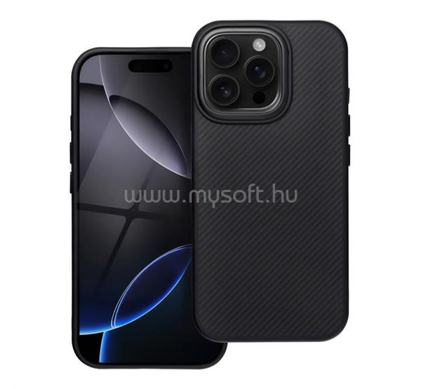 GIGAPACK iPhone 15 Pro GIGAPACK Szilikon telefonvédő ütésállóság, karbon minta, FEKETE