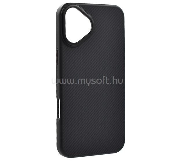 GIGAPACK iPhone 16 GIGAPACK Szilikon telefonvédő ütésállóság, karbon minta, FEKETE