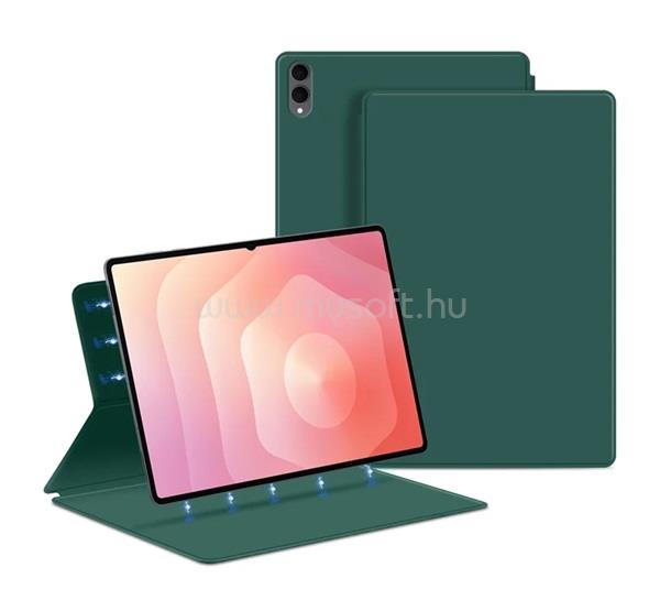 GIGAPACK Samsung Tab S11 Ultra 5G / Tab S11 Ultra WIFI GIGAPACK Tok álló, bőr hatású aktív FLIP, asztali tartó, SÖTÉTZÖLD