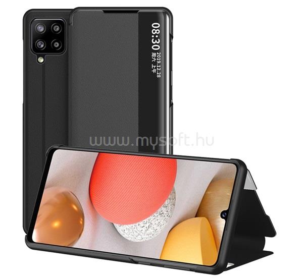 GIGAPACK Samsung A42 5G GIGAPACK tok álló, bőr hatású aktív FLIP, ablakos, FEKETE