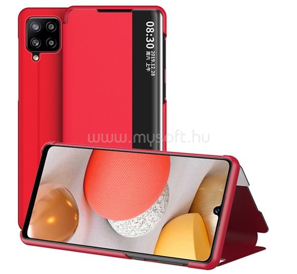 GIGAPACK Samsung A42 5G GIGAPACK tok álló, bőr hatású aktív FLIP, ablakos, PIROS