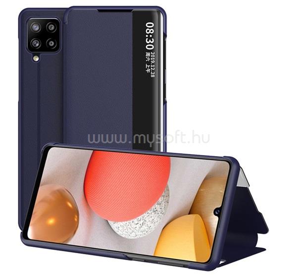 GIGAPACK Samsung A42 5G GIGAPACK tok álló, bőr hatású aktív FLIP, ablakos, SÖTÉTKÉK
