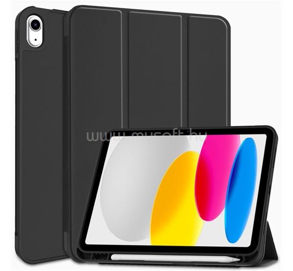 GIGAPACK IPAD 11 (2025) / 10.9 (2022) GIGAPACK Tok álló, bőr hatású aktív FLIP, ceruza tartó, FEKETE