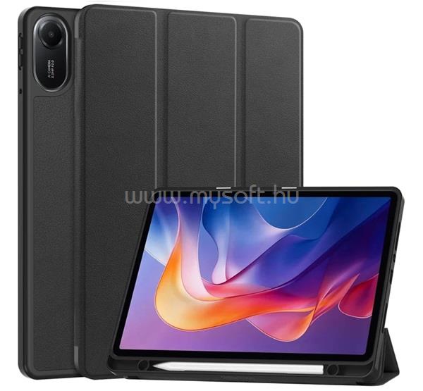 GIGAPACK Redmi Pad 2 GIGAPACK Tok álló, bőr hatású aktív FLIP, ceruza tartó, FEKETE