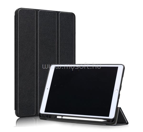 GIGAPACK IPAD 10.2 (2021) / 10.2 (2020) / 10.2 (2019) GIGAPACK Tok álló, bőr hatású aktív FLIP, ceruza tartó, FEKETE