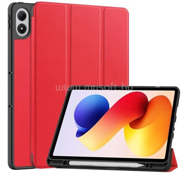 GIGAPACK Poco Pad M1 / Redmi Pad 2 Pro GIGAPACK Tok álló, bőr hatású aktív FLIP, ceruza tartó, PIROS
