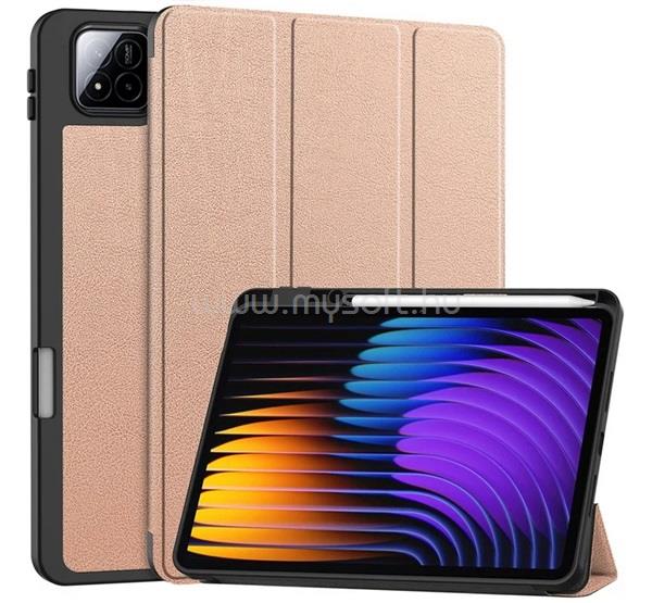 GIGAPACK Xiaomi Pad 8 Pro / Pad 8 / Pad 7 Pro GIGAPACK Tok álló, bőr hatású aktív FLIP, ceruza tartó, ROZÉARANY