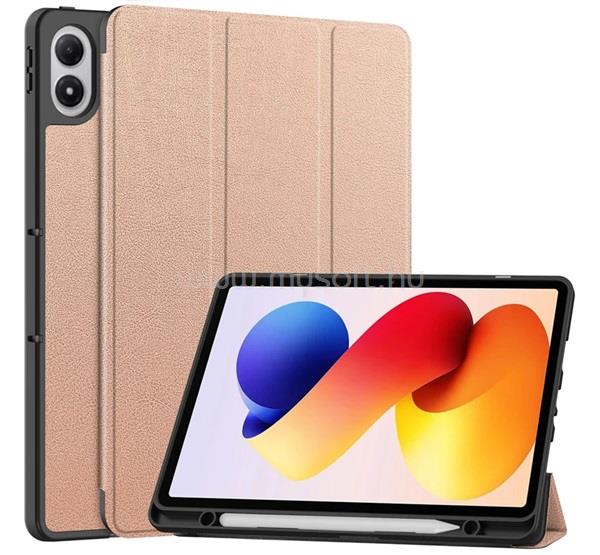 GIGAPACK Poco Pad M1 / Redmi Pad 2 Pro GIGAPACK Tok álló, bőr hatású aktív FLIP, ceruza tartó, ROZÉARANY