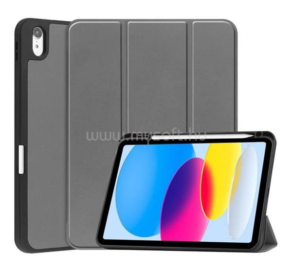 GIGAPACK IPAD 11 (2025) / 10.9 (2022) GIGAPACK Tok álló, bőr hatású aktív FLIP, ceruza tartó, SÖTÉTSZÜRKE