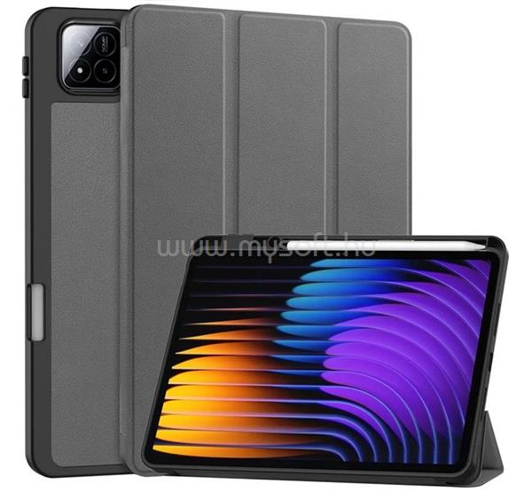 GIGAPACK Xiaomi Pad 8 Pro / Pad 8 / Pad 7 Pro GIGAPACK Tok álló, bőr hatású aktív FLIP, ceruza tartó, SÖTÉTSZÜRKE