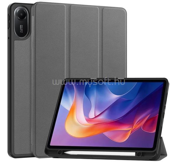 GIGAPACK Redmi Pad 2 GIGAPACK Tok álló, bőr hatású aktív FLIP, ceruza tartó, SÖTÉTSZÜRKE