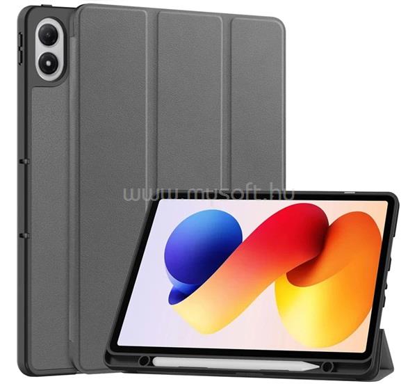 GIGAPACK Poco Pad M1 / Redmi Pad 2 Pro GIGAPACK Tok álló, bőr hatású aktív FLIP, ceruza tartó, SÖTÉTSZÜRKE