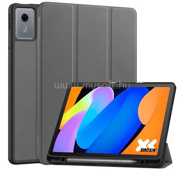GIGAPACK Lenovo Idea Tab / Idea Tab GIGAPACK Tok álló, bőr hatású aktív FLIP, ceruza tartó, SÖTÉTSZÜRKE