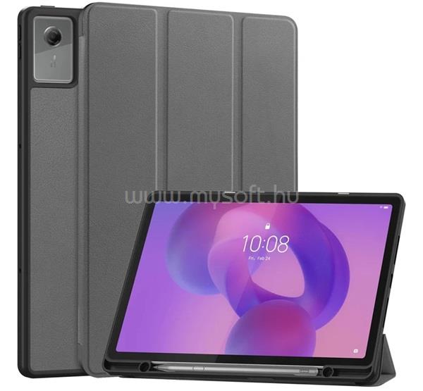 GIGAPACK Lenovo Idea Tab Plus GIGAPACK Tok álló, bőr hatású aktív FLIP, ceruza tartó, SÖTÉTSZÜRKE
