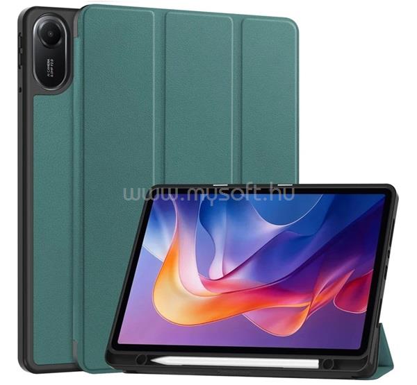 GIGAPACK Redmi Pad 2 GIGAPACK Tok álló, bőr hatású aktív FLIP, ceruza tartó, SÖTÉTZÖLD