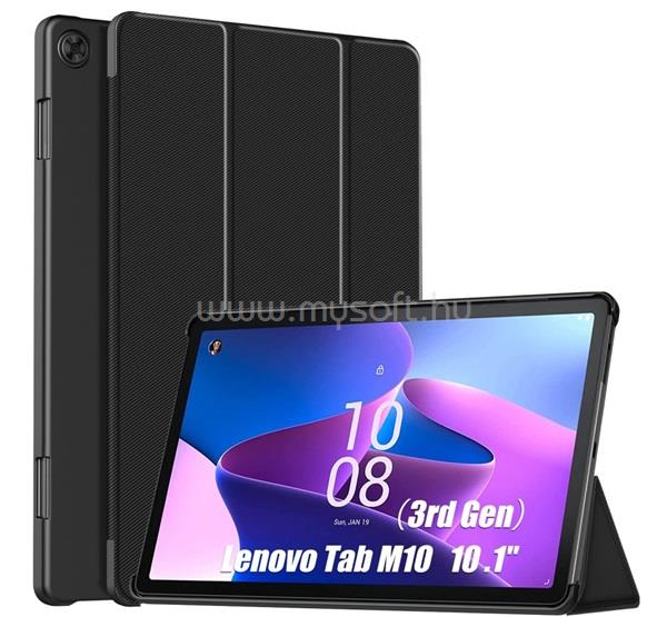 GIGAPACK Lenovo Tab M10 GIGAPACK tok álló, bőr hatású aktív FLIP, asztali tartó, FEKETE