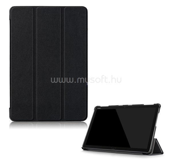 GIGAPACK Huawei Mediapad M5 10.1 Lite WIFI GIGAPACK Tok álló, bőr hatású aktív FLIP, asztali tartó, FEKETE