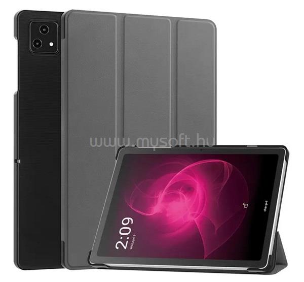 GIGAPACK T Tablet 5G ( 2023 ) GIGAPACK Tok álló, bőr hatású aktív FLIP, asztali tartó, SÖTÉTSZÜRKE