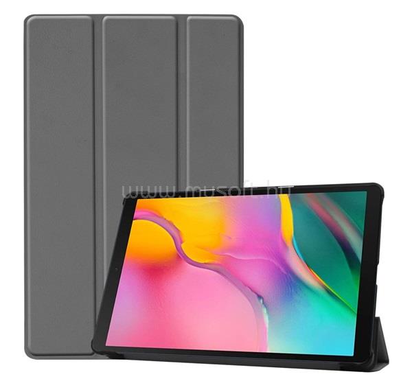 GIGAPACK Samsung Tab A 10.1 LTE (2019) GIGAPACK Tok álló, bőr hatású aktív FLIP, asztali tartó, SÖTÉTSZÜRKE