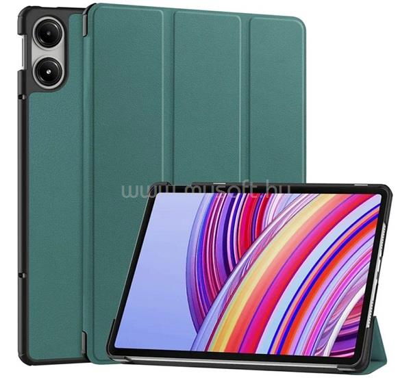 GIGAPACK Redmi Pad Pro GIGAPACK Tok álló, bőr hatású aktív FLIP, asztali tartó, SÖTÉTZÖLD